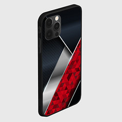 Чехол для iPhone 12 Pro 3D BLACK AND RED METAL, цвет: 3D-черный — фото 2