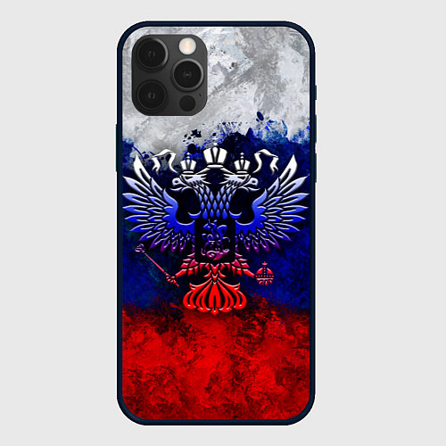 Чехол iPhone 12 Pro Россия Russia Герб / 3D-Черный – фото 1