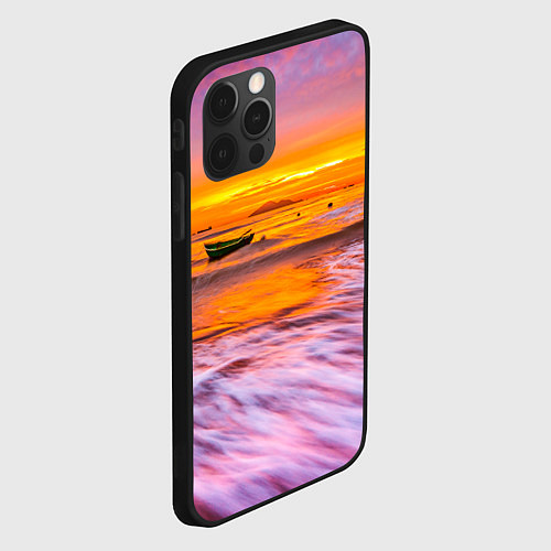 Чехол iPhone 12 Pro Закат на пляже / 3D-Черный – фото 2