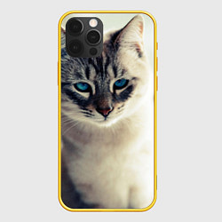Чехол для iPhone 12 Pro Кот с Голубыми глазами, цвет: 3D-желтый
