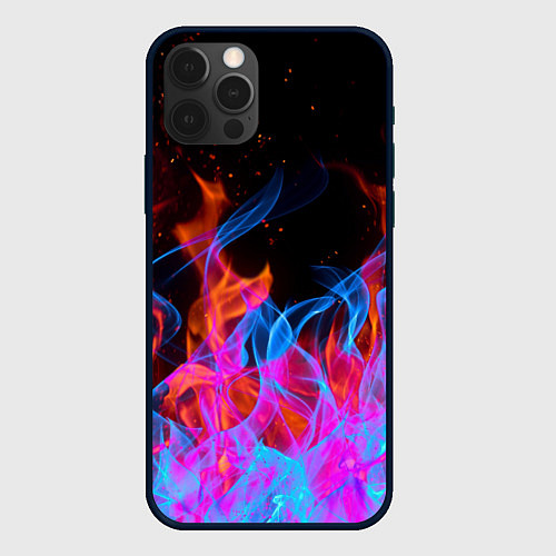 Чехол iPhone 12 Pro ТРИ ОГНЯ FIRE СИНИЙ ОГОНЬ / 3D-Черный – фото 1