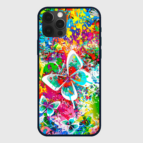 Чехол iPhone 12 Pro ЯРКИЕ КРАСКИ / 3D-Черный – фото 1