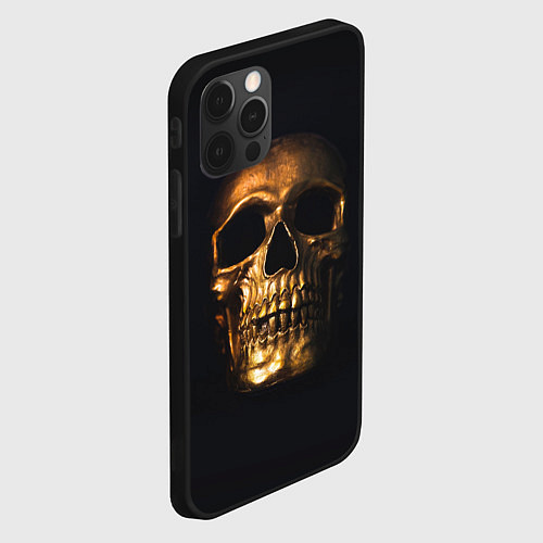 Чехол iPhone 12 Pro Golden Skull / 3D-Черный – фото 2