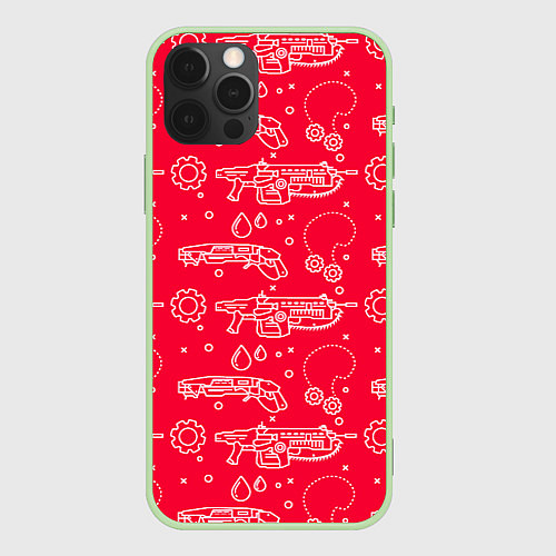 Чехол iPhone 12 Pro Gears pattern / 3D-Салатовый – фото 1