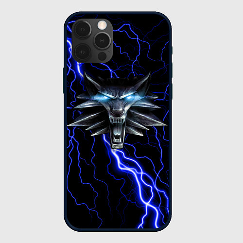 Чехол iPhone 12 Pro THE WITCHER МОЛНИЯ BLUE / 3D-Черный – фото 1