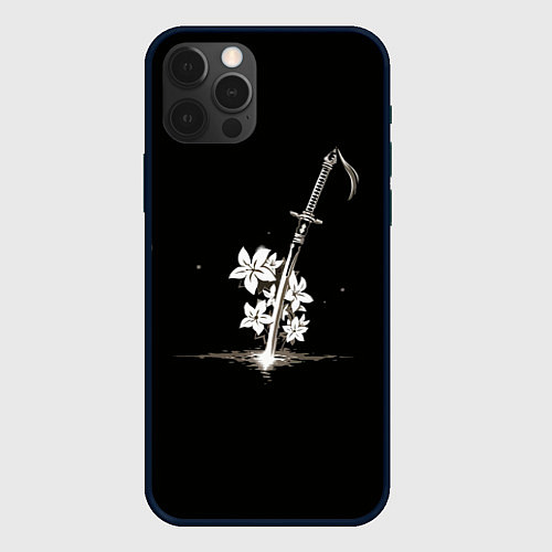 Чехол iPhone 12 Pro Nier - Sword and Flowers / 3D-Черный – фото 1