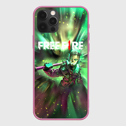 Чехол iPhone 12 Pro FREEFIRE Battlegrounds Z / 3D-Малиновый – фото 1