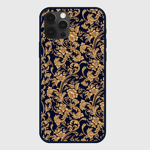 Чехол iPhone 12 Pro Versace классические узоры / 3D-Черный – фото 1