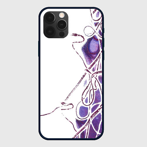 Чехол iPhone 12 Pro Фиолетовые нити / 3D-Черный – фото 1