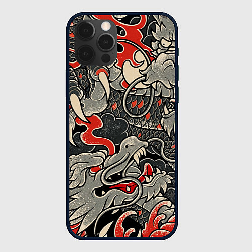 Чехол iPhone 12 Pro Китайский Дракон, China Dragon / 3D-Черный – фото 1