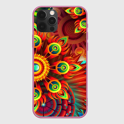 Чехол iPhone 12 Pro Тропики / 3D-Малиновый – фото 1