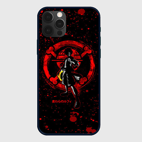 Чехол iPhone 12 Pro Луффи пират Соломенной Шляпы One Piece / 3D-Черный – фото 1