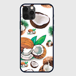 Чехол для iPhone 12 Pro Кокосы, цвет: 3D-черный