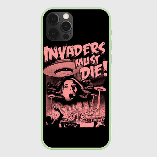 Чехол iPhone 12 Pro Invaders must die / 3D-Салатовый – фото 1