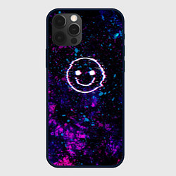 Чехол для iPhone 12 Pro GLITCH SMILE ГЛИТЧ СМАЙЛ, цвет: 3D-черный