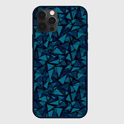 Чехол для iPhone 12 Pro Синий полигональный паттерн, цвет: 3D-черный