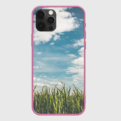 Чехол iPhone 12 Pro Небушко и полюшко / 3D-Малиновый – фото 1