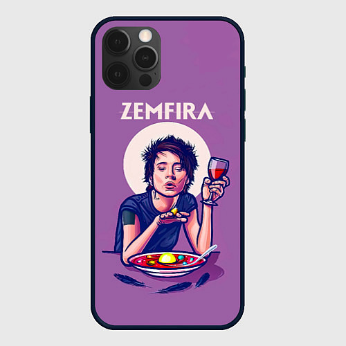 Чехол iPhone 12 Pro ZEMFIRA арт ужин / 3D-Черный – фото 1