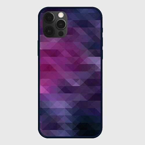 Чехол iPhone 12 Pro Фиолетово-бордовый узор / 3D-Черный – фото 1