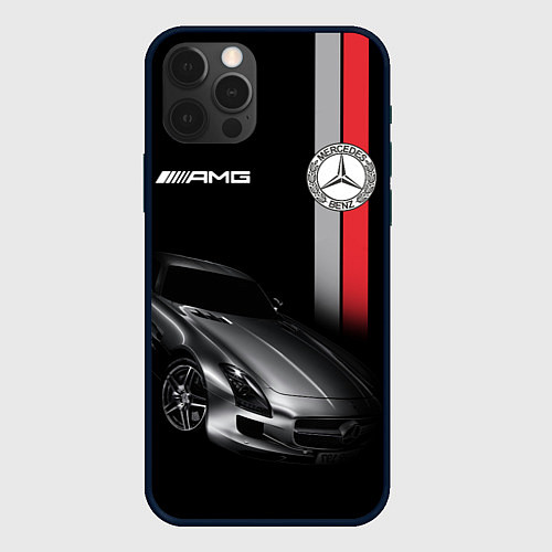 Чехол iPhone 12 Pro MERCEDES BENZ AMG / 3D-Черный – фото 1