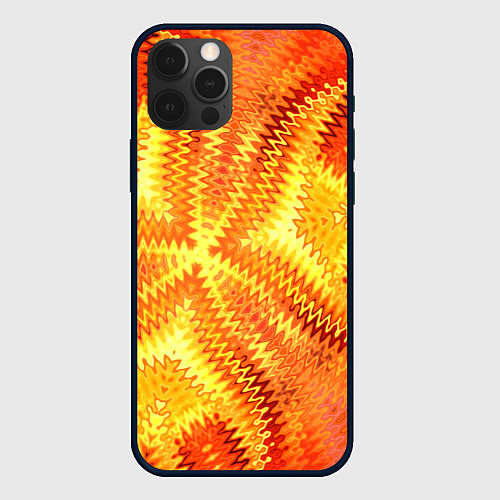 Чехол iPhone 12 Pro Желто-оранжевая абстракция / 3D-Черный – фото 1