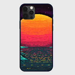 Чехол для iPhone 12 Pro Пиксельный закат, цвет: 3D-черный