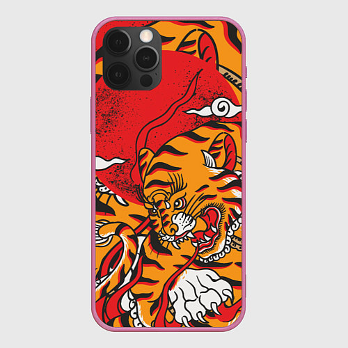 Чехол iPhone 12 Pro Год тигра / 3D-Малиновый – фото 1
