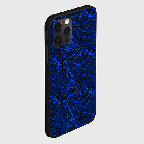 Чехол iPhone 12 Pro Черно-синий геометрический / 3D-Черный – фото 2