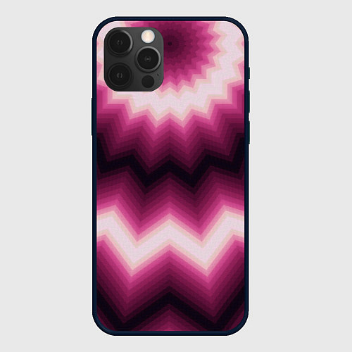 Чехол iPhone 12 Pro Черно-пурпурный калейдоскоп / 3D-Черный – фото 1