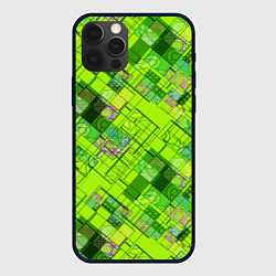 Чехол для iPhone 12 Pro Ярко-зеленый абстрактный узор, цвет: 3D-черный