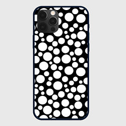 Чехол для iPhone 12 Pro Черно-белый горох, цвет: 3D-черный