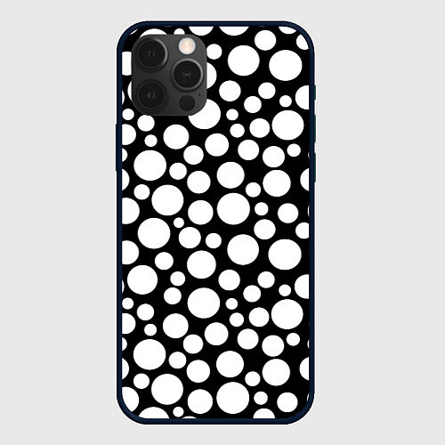 Чехол iPhone 12 Pro Черно-белый горох / 3D-Черный – фото 1