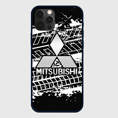 Чехол iPhone 12 Pro MITSUBISHI СЛЕДЫ ШИН / 3D-Черный – фото 1
