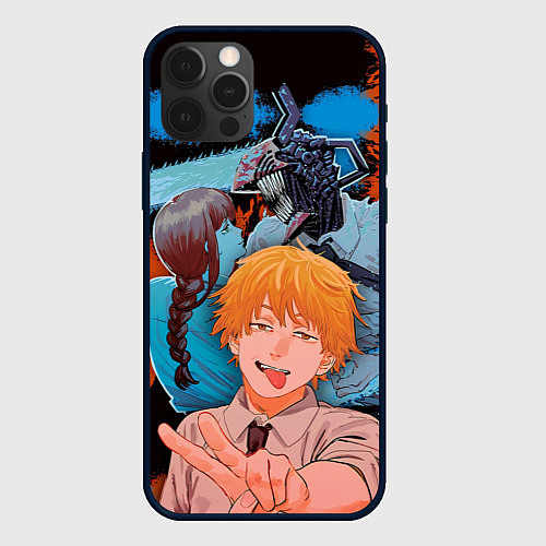 Чехол iPhone 12 Pro Дэндзи и Макима / 3D-Черный – фото 1