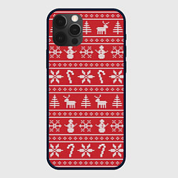 Чехол для iPhone 12 Pro Новогодний атрибуты, цвет: 3D-черный