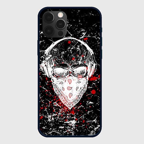 Чехол iPhone 12 Pro Череп хипстер / 3D-Черный – фото 1