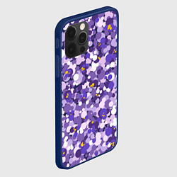 Чехол для iPhone 12 Pro Анютины глазки узор, цвет: 3D-тёмно-синий — фото 2