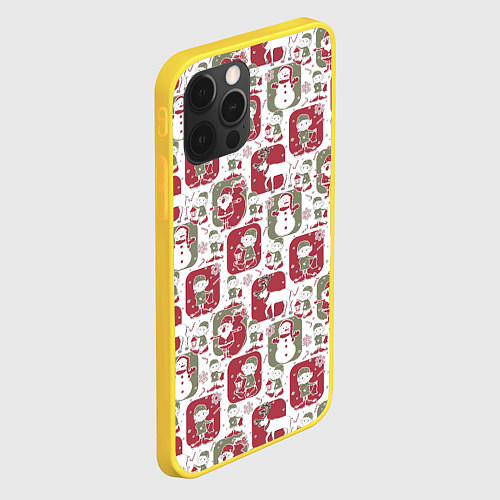 Чехол iPhone 12 Pro Санта везёт подарки / 3D-Желтый – фото 2