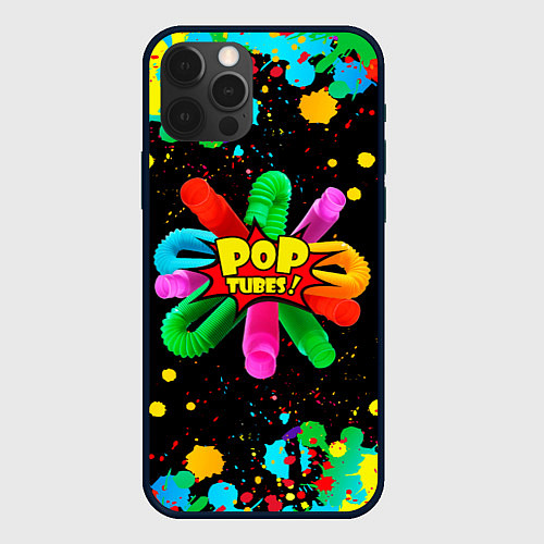 Чехол iPhone 12 Pro Pop Tubes, поп трубка pop it / 3D-Черный – фото 1