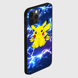 Чехол для iPhone 12 Pro ПИКАЧУ НА ФОНЕ МОЛНИЙ PIKACHU FLASH, цвет: 3D-черный — фото 2