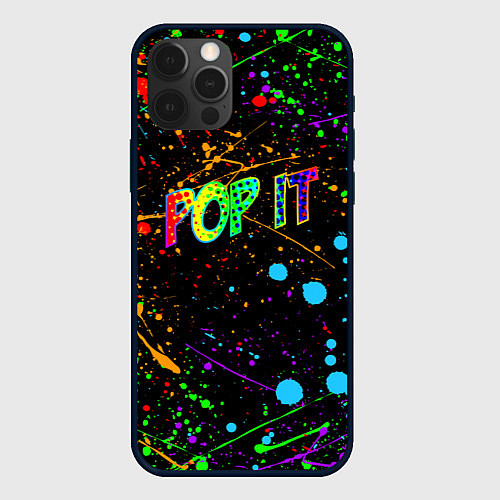 Чехол iPhone 12 Pro POP IT CRAZY BRUSHES ПОП ИТ БРЫЗГИ КРАСОК / 3D-Черный – фото 1