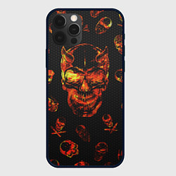 Чехол для iPhone 12 Pro Огненные черепа Carbon, цвет: 3D-черный