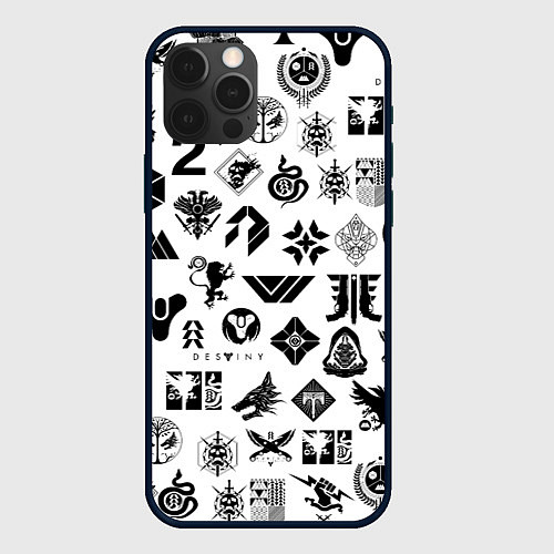 Чехол iPhone 12 Pro DESTINY 2 LOGO PATTERN ДЕСТИНИ / 3D-Черный – фото 1