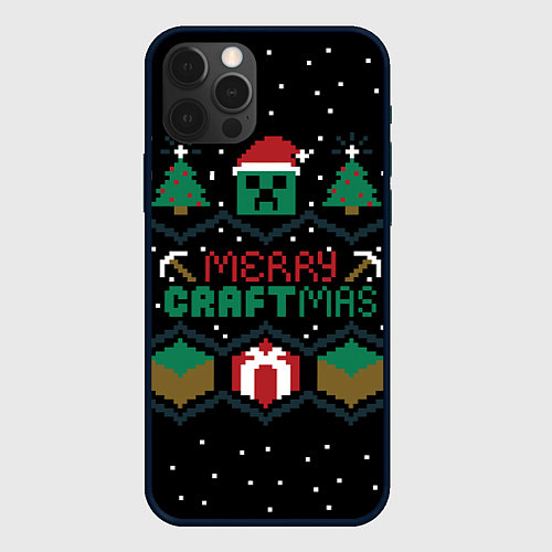 Чехол iPhone 12 Pro MINECRAFT CHRISTMAS / 3D-Черный – фото 1