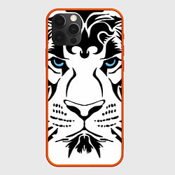 Чехол для iPhone 12 Pro Водяной голубоглазый тигр, цвет: 3D-красный
