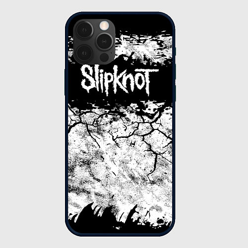 Чехол iPhone 12 Pro Надпись Слипкнот Рок Группа ЧБ Slipknot / 3D-Черный – фото 1