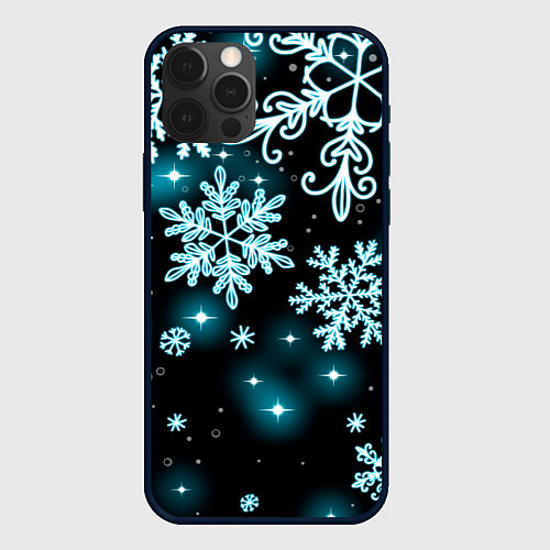 Чехол iPhone 12 Pro Космические снежинки / 3D-Черный – фото 1