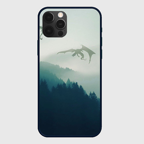 Чехол iPhone 12 Pro ДРАКОНЫ НАД ЛЕСОМ DRAGON / 3D-Черный – фото 1