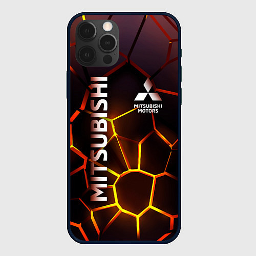 Чехол iPhone 12 Pro Митсубиси подсветка 3D плит / 3D-Черный – фото 1