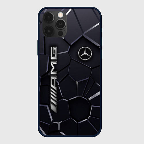 Чехол iPhone 12 Pro Mercedes AMG 3D плиты / 3D-Черный – фото 1